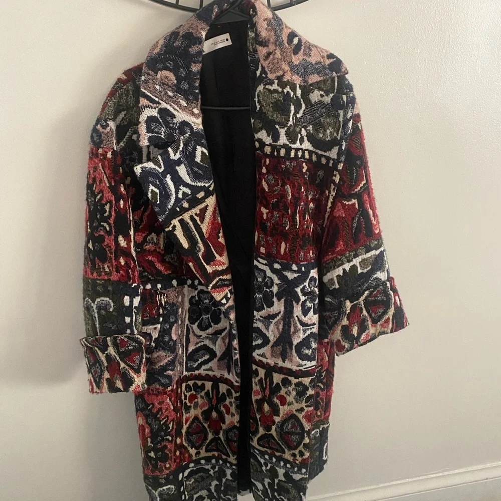 Zara jacquard jacket coat - Picture 3 of 7